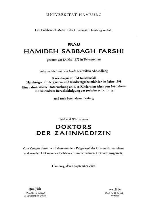 Doktor der Zahnmedizin